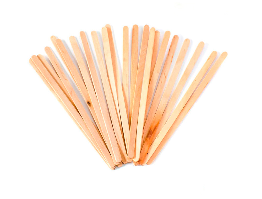BLANCA - Paletina agitadora de madera 14 cm para el cafe con funda individual bolsa de 1000 unidades (Ref. 160286)