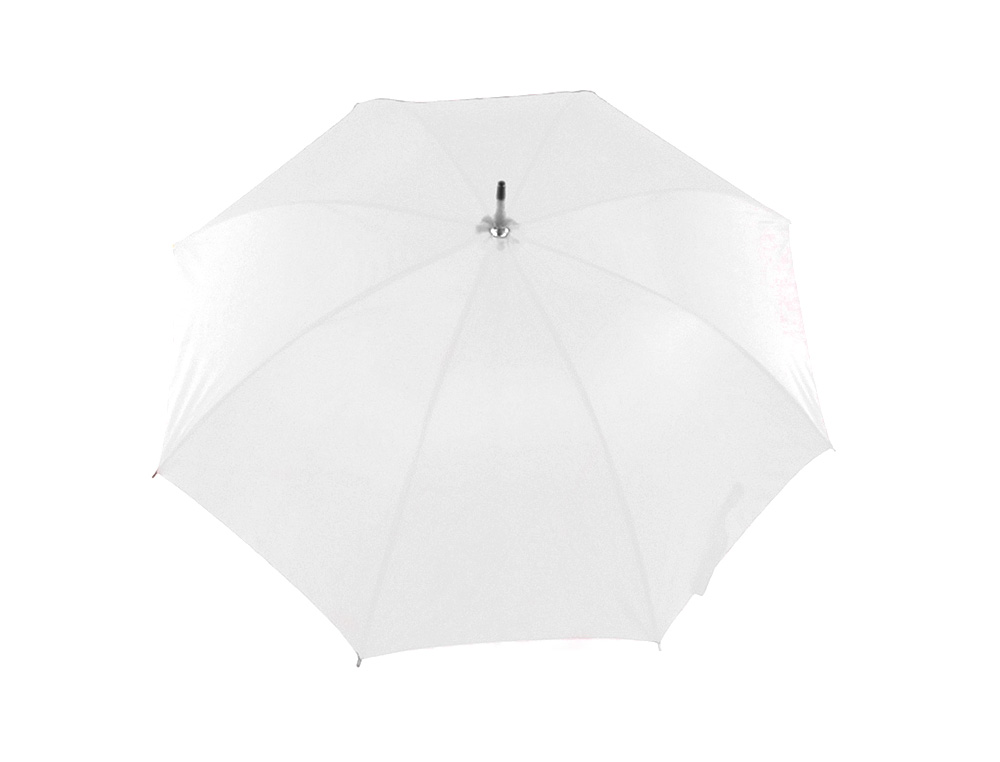 BLANCA - Paraguas de poliester blanco 105 cm de diametro mango suave de madera apertura manual cierre con velcro (Ref. 9215 BLANCO)