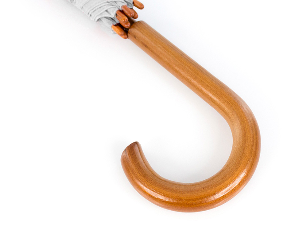 BLANCA - Paraguas de poliester blanco 105 cm de diametro mango suave de madera apertura manual cierre con velcro (Ref. 9215 BLANCO)
