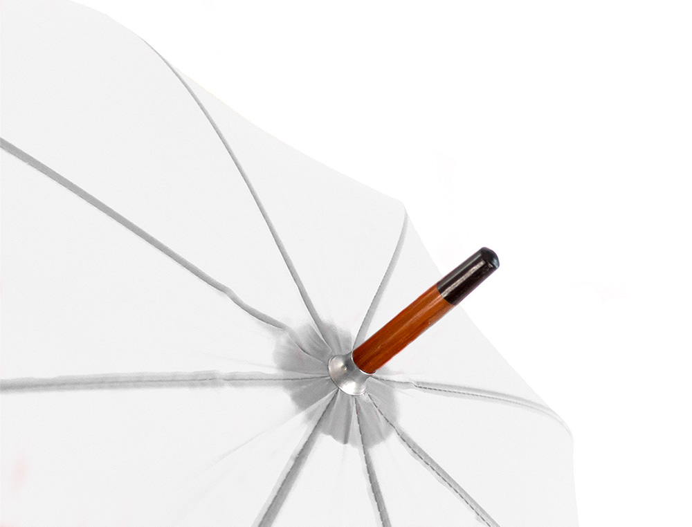 BLANCA - Paraguas de poliester blanco 105 cm de diametro mango suave de madera apertura manual cierre con velcro (Ref. 9215 BLANCO)