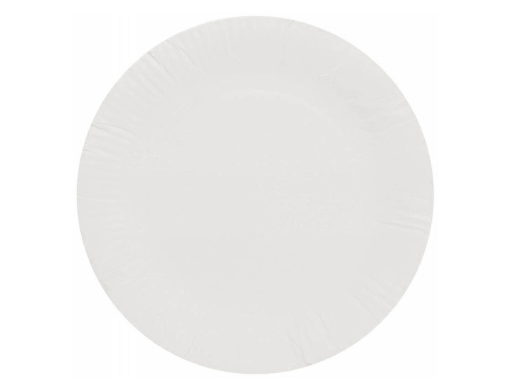 BLANCA - Plato papel reciclable blanco 22 cm paquete 100 unidades (Ref. 10418)