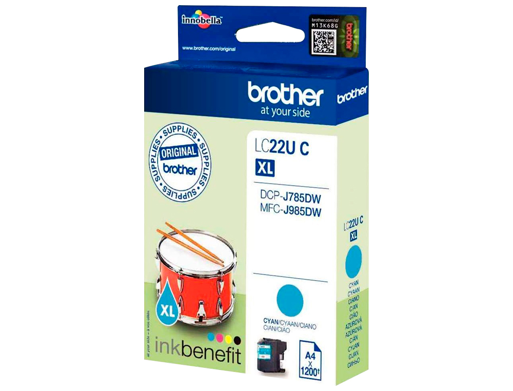 BROTHER - Ink-jet lc22ucbp xl dcp-j785dw / dcp-j785dwxl / mfc-j985dw / mfc-j985dw cian 1.200 pag (Ref. LC22UCBP)
