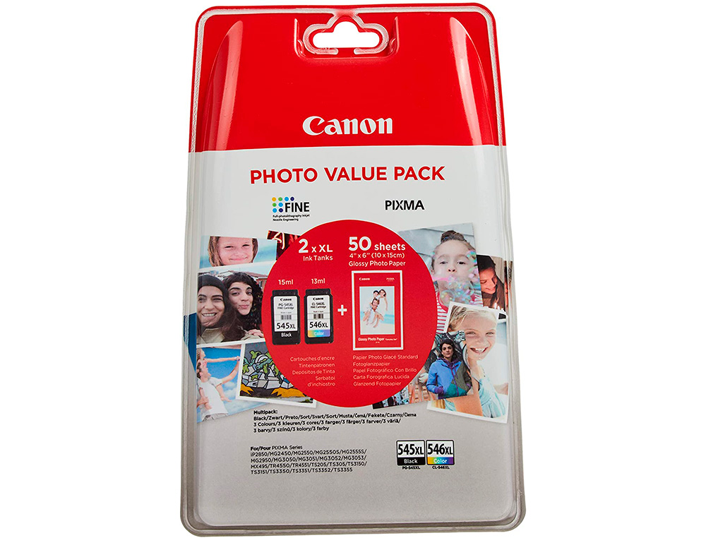 CANON - Ink-jet photo value pack negro color pg-545xl + cl564xl + 50 hojas pixma mg2450 / 2550 (Ref. 8286B006)
