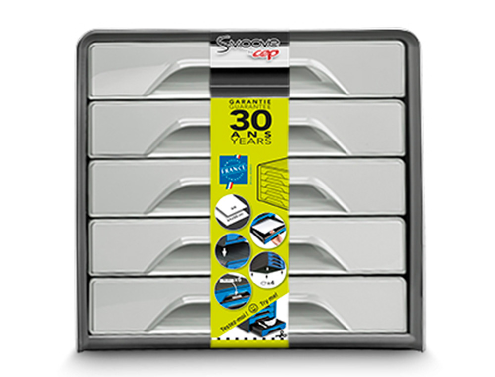 CEP - Fichero cajones de sobremesa smoove 5 cajones color gris 288x360x270 mm (Ref. 1071116361)