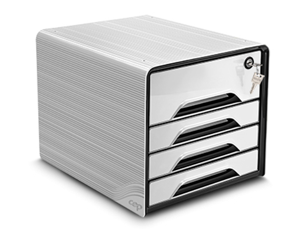 CEP - Fichero cajones de sobremesa smoove secure con cerradura 4 cajones color blanco/negro 288x360x270 mm (Ref. 1073110511)