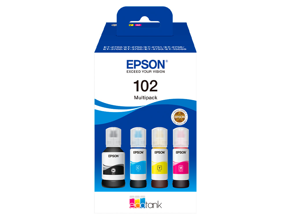 EPSON - Ink- /102 ecotank multipack botella ink /ecotank et-2700 / et-2750 / et-2751 / et-2756 / et-3700 / (Ref. C13T03R640)