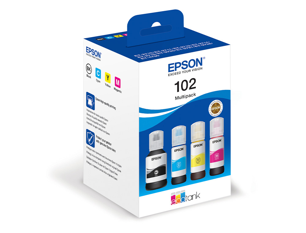 EPSON - Ink- /102 ecotank multipack botella ink /ecotank et-2700 / et-2750 / et-2751 / et-2756 / et-3700 / (Ref. C13T03R640)