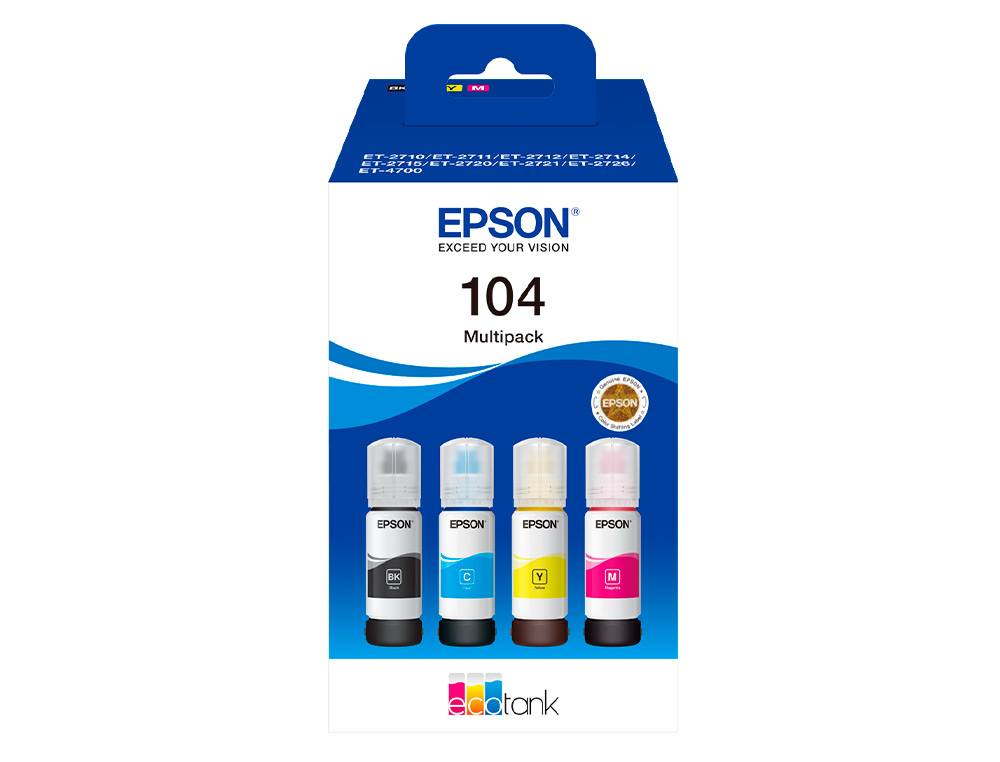 EPSON - Ink-jet /104 4 clr multipack (bk / c / m / y)/ecotank et-2710 / et-2711 / et-2712 / et-2714 / et-2715 (Ref. C13T00P640)