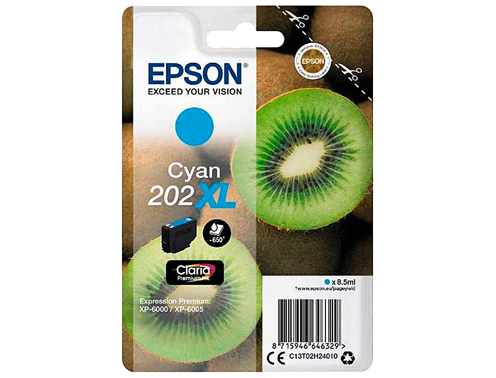 EPSON - Ink-jet 202 xl xp-6000 / xp-6005 / xp-6100 / xp-6105 cian 650 pag (Ref. C13T02H24010)