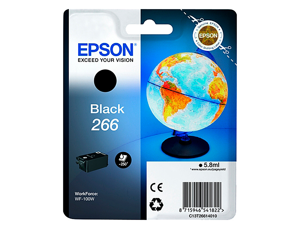 EPSON - Ink-jet 266 wf-100w negro 250 paginas (Ref. C13T26614020)