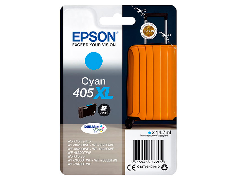 EPSON - Ink-jet 405 xl wf-3820dwf / wf-4820dwf / wf-7830dtwf / wf-7840dtwf alta capacidad cian (Ref. C13T05H24010)