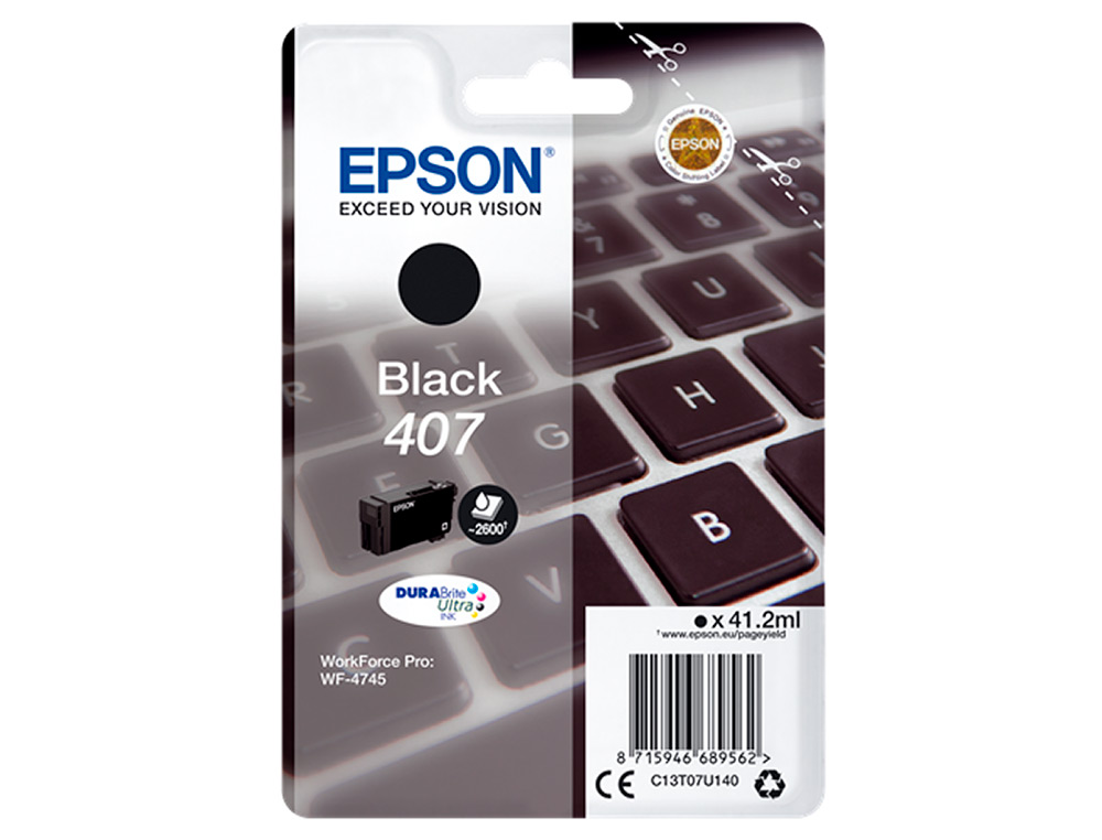 EPSON - Ink-jet 407l clavier wf-4745 series negro 2900 paginas (Ref. C13T07U140)
