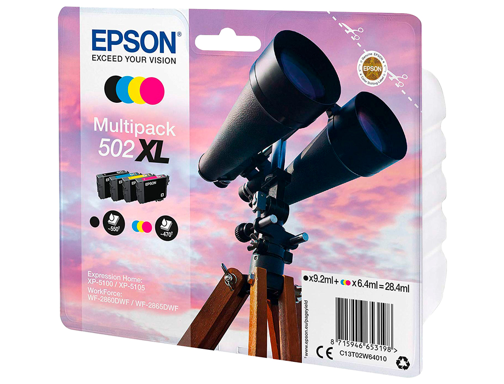EPSON - Ink-jet 502 xl xp-5105 multipack negro amarillo cian y magenta (Ref. C13T02W64010)