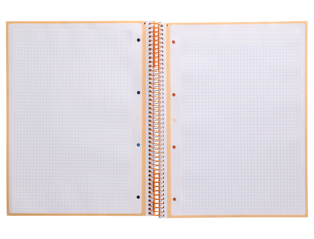 ANTARTIK - Cuaderno espiral liderpapel A4 micro tapa forrada 80h 90 gr cuadro 5mm 1 banda 4 taladros amarillo cl (Ref. KB20)