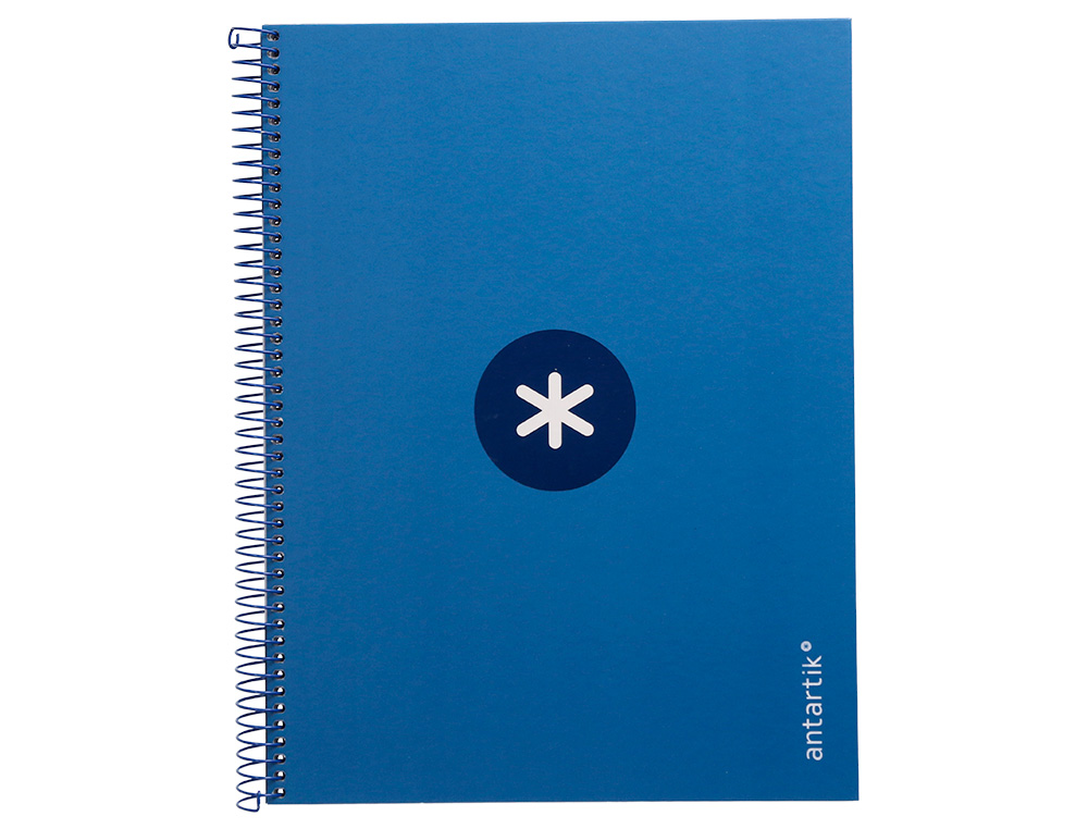 ANTARTIK - Cuaderno espiral liderpapel A4 micro tapa forrada 80h 90 gr cuadro 5mm 1 banda 4 taladros azul oscuro (Ref. KB27)