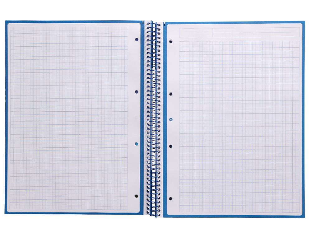 ANTARTIK - Cuaderno espiral liderpapel A4 micro tapa forrada 80h 90 gr cuadro 5mm 1 banda 4 taladros azul oscuro (Ref. KB27)
