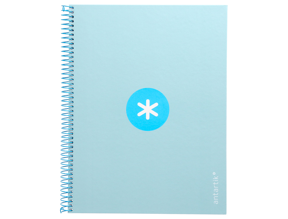 ANTARTIK - Cuaderno espiral liderpapel A4 micro tapa forrada 80h 90 gr cuadro 5mm 1 banda 4 taladros celeste (Ref. KB25)