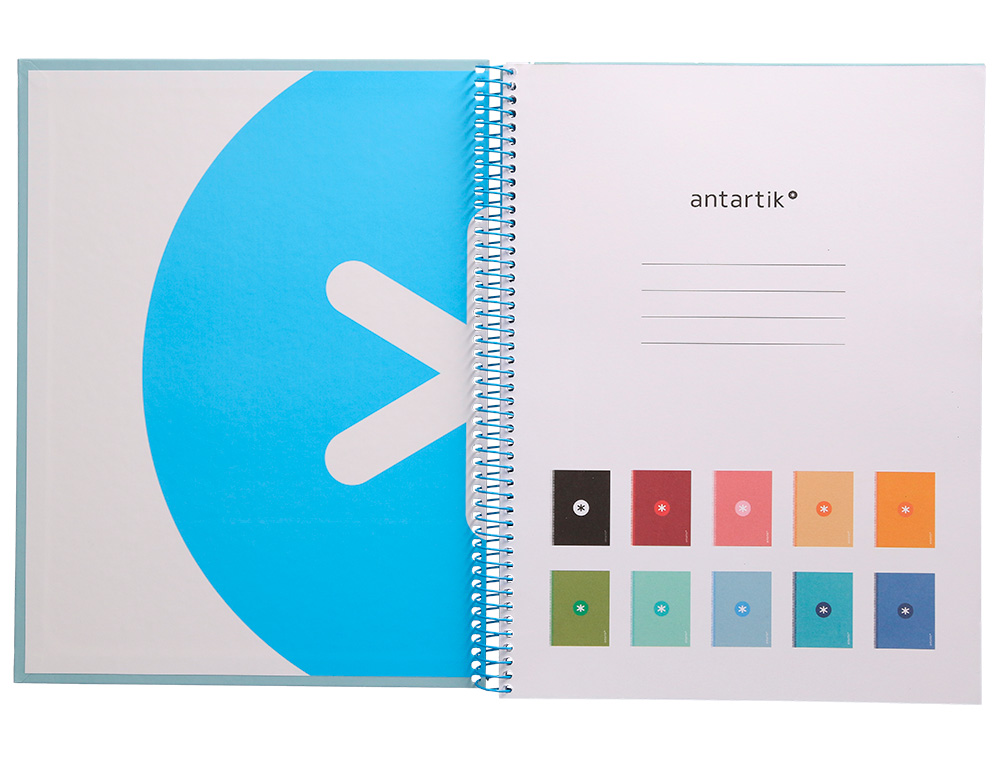 ANTARTIK - Cuaderno espiral liderpapel A4 micro tapa forrada 80h 90 gr cuadro 5mm 1 banda 4 taladros celeste (Ref. KB25)