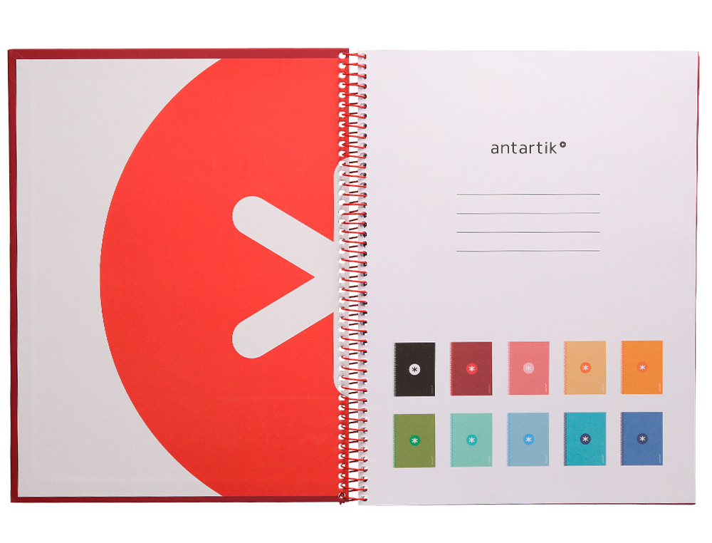 ANTARTIK - Cuaderno espiral liderpapel A4 micro tapa forrada 80h 90 gr cuadro 5mm 1 banda 4 taladros frambuesa (Ref. KB19)