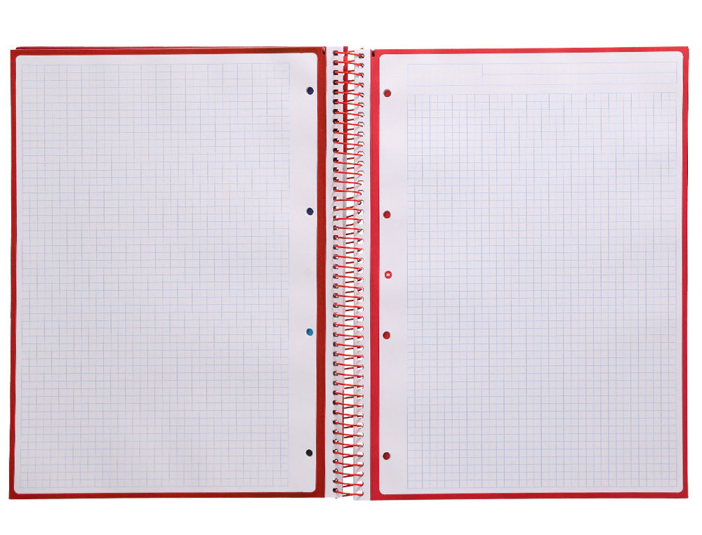 ANTARTIK - Cuaderno espiral liderpapel A4 micro tapa forrada 80h 90 gr cuadro 5mm 1 banda 4 taladros frambuesa (Ref. KB19)