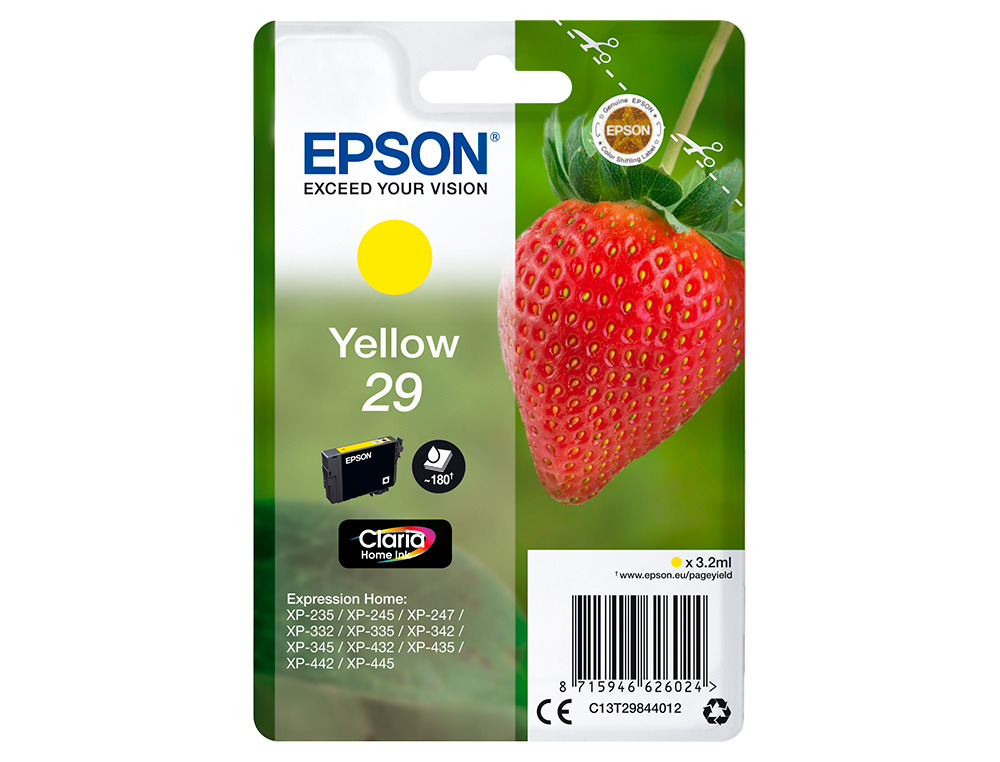EPSON - Ink-jet singlepack amarillo 29 claria home ink fresa rf+am (Ref. C13T29844022)