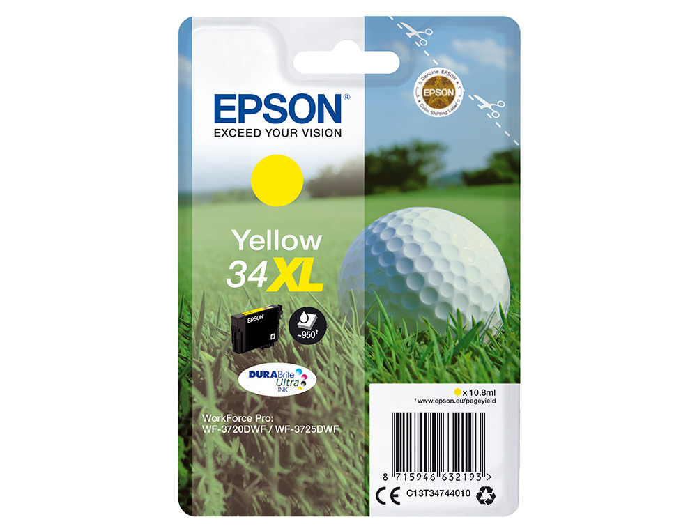 EPSON - Ink-jet singlepack amarillo 34xl durabrite ultra ink (Ref. C13T34744010)