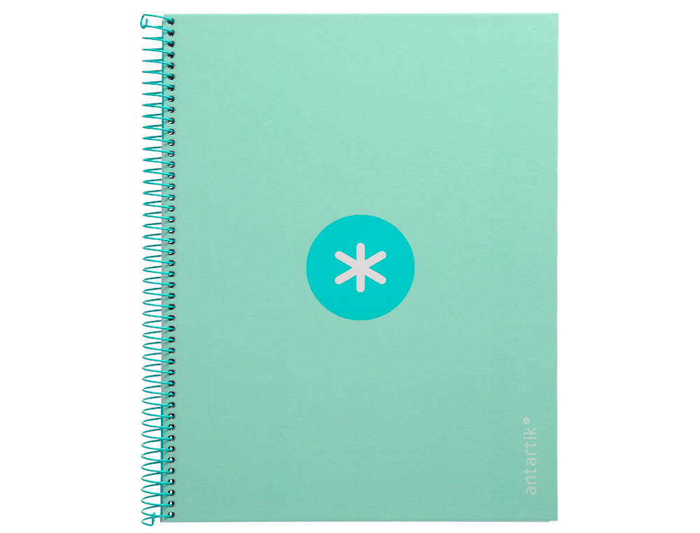ANTARTIK - Cuaderno espiral liderpapel A4 micro tapa forrada 80h 90 gr cuadro 5mm 1 banda 4 taladros menta (Ref. KB23)