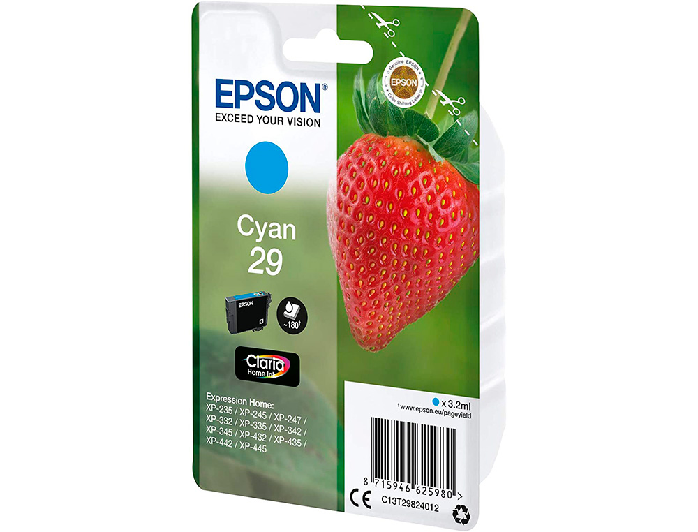 EPSON - Ink-jet singlepack cian 29 claria home ink fresa rf+am (Ref. C13T29824022)