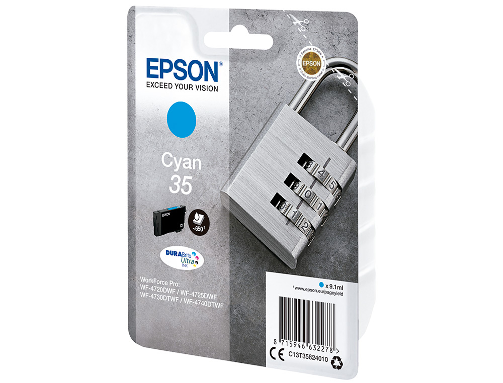 EPSON - Ink-jet singlepack cian 35 durabrite ultra ink (Ref. C13T35824010)