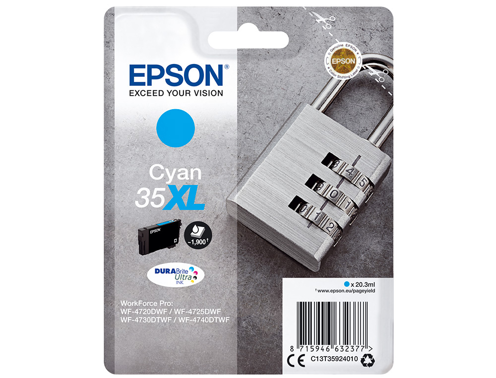 EPSON - Ink-jet singlepack cian 35xl durabrite ultra ink (Ref. C13T35924010)