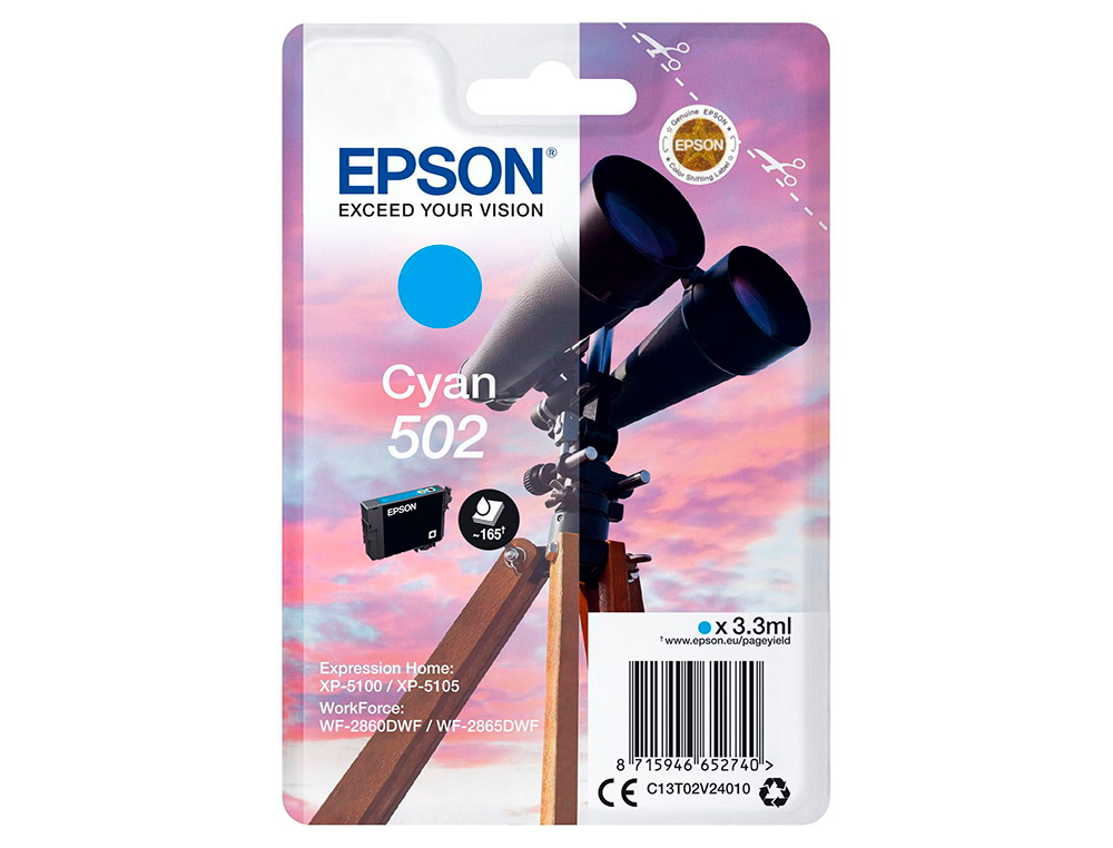 EPSON - Ink-jet singlepack cian 502 ink (Ref. C13T02V24010)