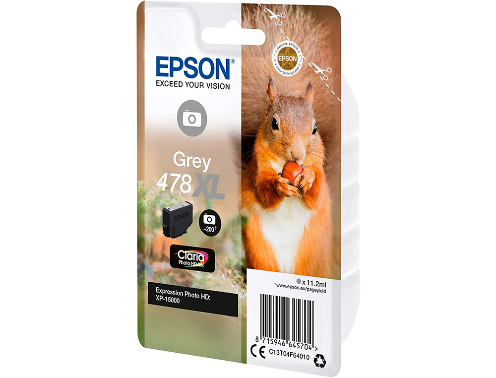 EPSON - Ink-jet singlepack gris 478xl claria photo hd ink ardilla (Ref. C13T04F64010)