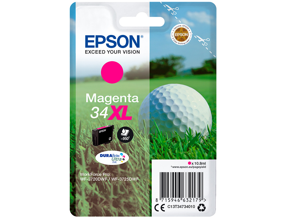 EPSON - Ink-jet singlepack magenta 34xl durabrite ultra ink (Ref. C13T34734010)