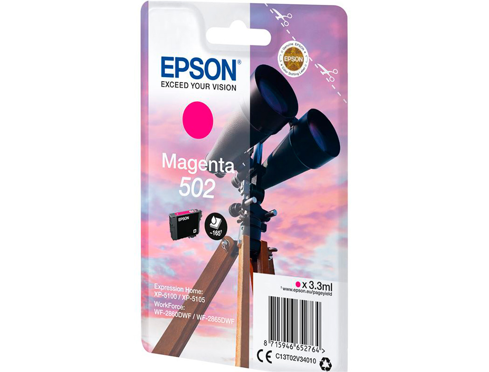 EPSON - Ink-jet singlepack magenta 502 ink (Ref. C13T02V34010)