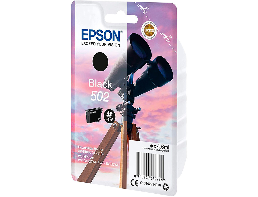EPSON - Ink-jet singlepack negro 502 ink (Ref. C13T02V14010)