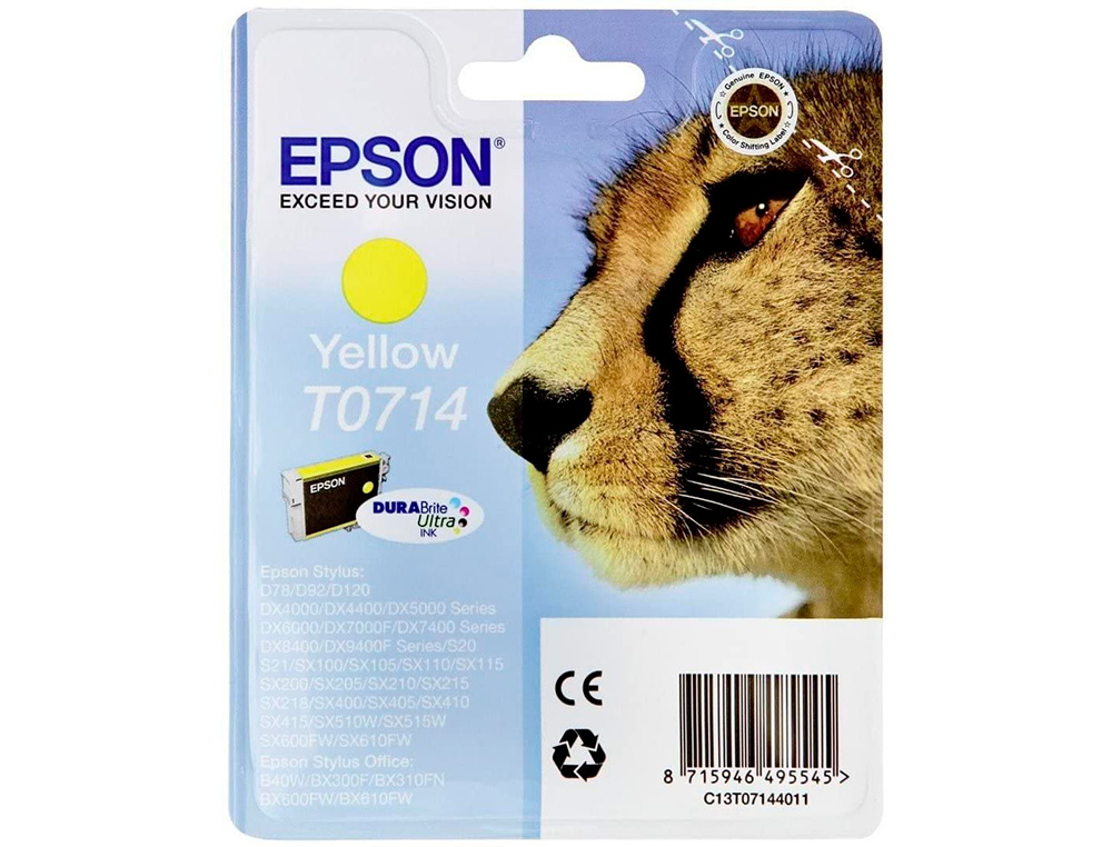 EPSON - Ink-jet stylus d-78/92/120 amarillo (radiofrecuencia + acoustic magnetic) (Ref. C13T07144022)