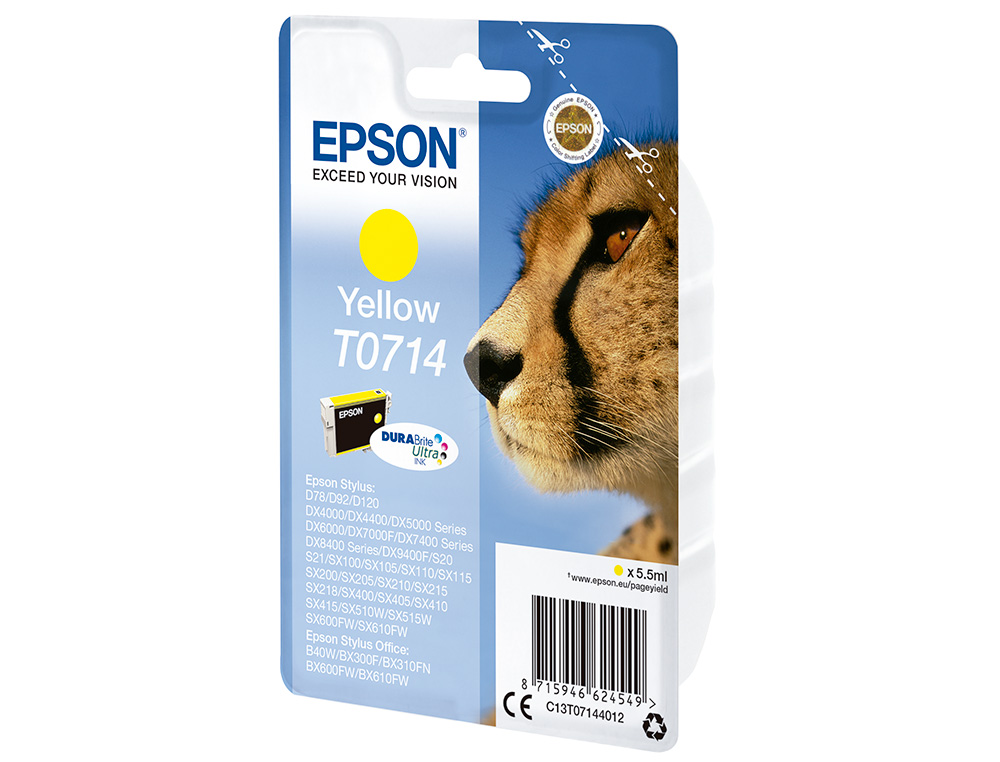 EPSON - Ink-jet stylus d-78/92/120 amarillo (radiofrecuencia + acoustic magnetic) (Ref. C13T07144022)