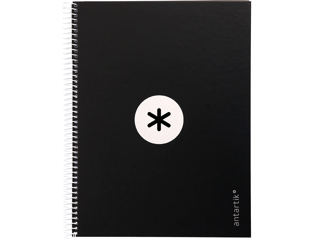 ANTARTIK - Cuaderno espiral liderpapel A4 micro tapa forrada 80h 90 gr cuadro 5mm 1 banda 4 taladros negro (Ref. KB18)