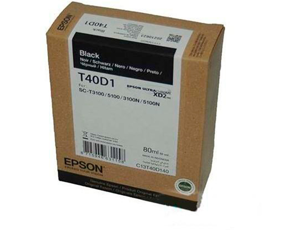 EPSON - Ink-jet ultrachrome xd2 negro t40d140 sc-t3100 / sc-t5100 80 ml (Ref. C13T40D140)