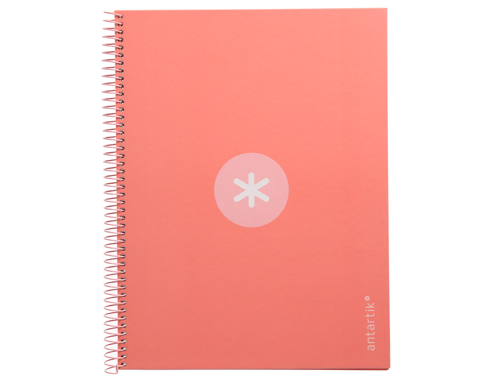ANTARTIK - Cuaderno espiral liderpapel A4 micro tapa forrada 80h 90 gr cuadro 5mm 1 banda 4 taladros rosa claro (Ref. KB24)