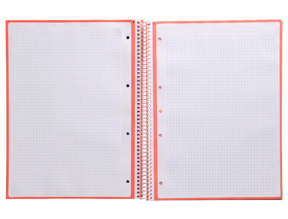 ANTARTIK - Cuaderno espiral liderpapel A4 micro tapa forrada 80h 90 gr cuadro 5mm 1 banda 4 taladros rosa claro (Ref. KB24)