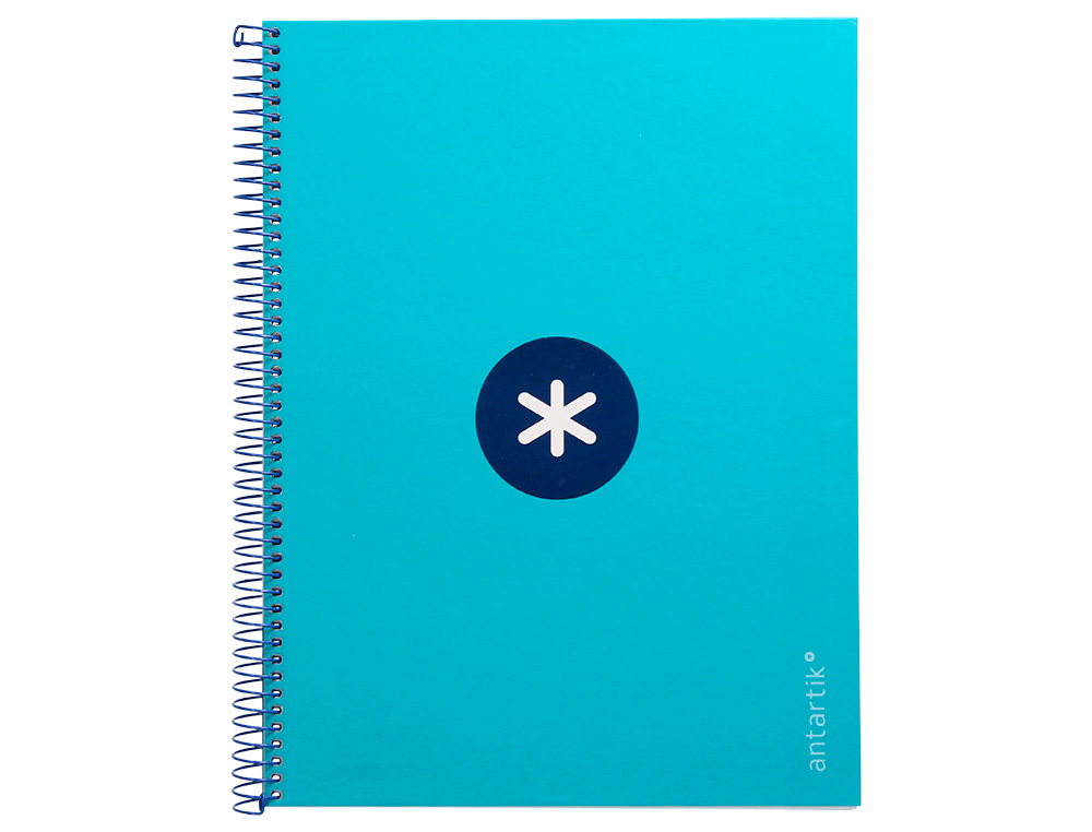 ANTARTIK - Cuaderno espiral liderpapel A4 micro tapa forrada 80h 90 gr cuadro 5mm 1 banda 4 taladros turquesa (Ref. KB26)