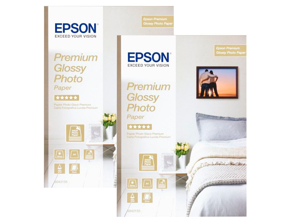 EPSON - Papel fotografico premiun glossy photo satinado din A4 promo 2 x 15 hojas 225 gr (Ref. C13S042169)