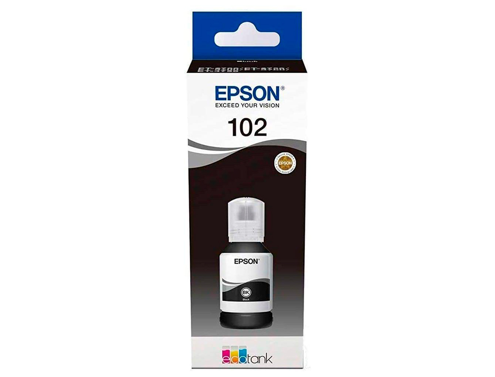 EPSON - Tinta ecotank 102 et-2700 / 2750 / 3700 / 3750 / 4750 bote de 127 ml negro 7.500 pag (Ref. C13T03R140)