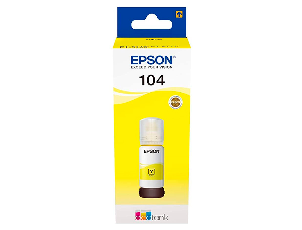 EPSON - Tinta ecotank 104 et-2710 / 2711 / 2712 / 2720 / 2726 / 4700 amarillo 7500 paginas (Ref. C13T00P440)