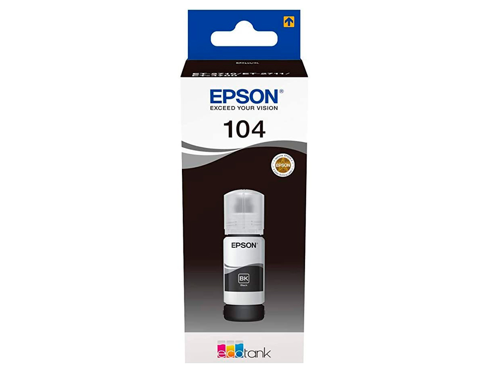 EPSON - Tinta ecotank 104 et-2710 / 2711 / 2712 / 2720 / 2726 / 4700 negro 4500 paginas (Ref. C13T00P140)