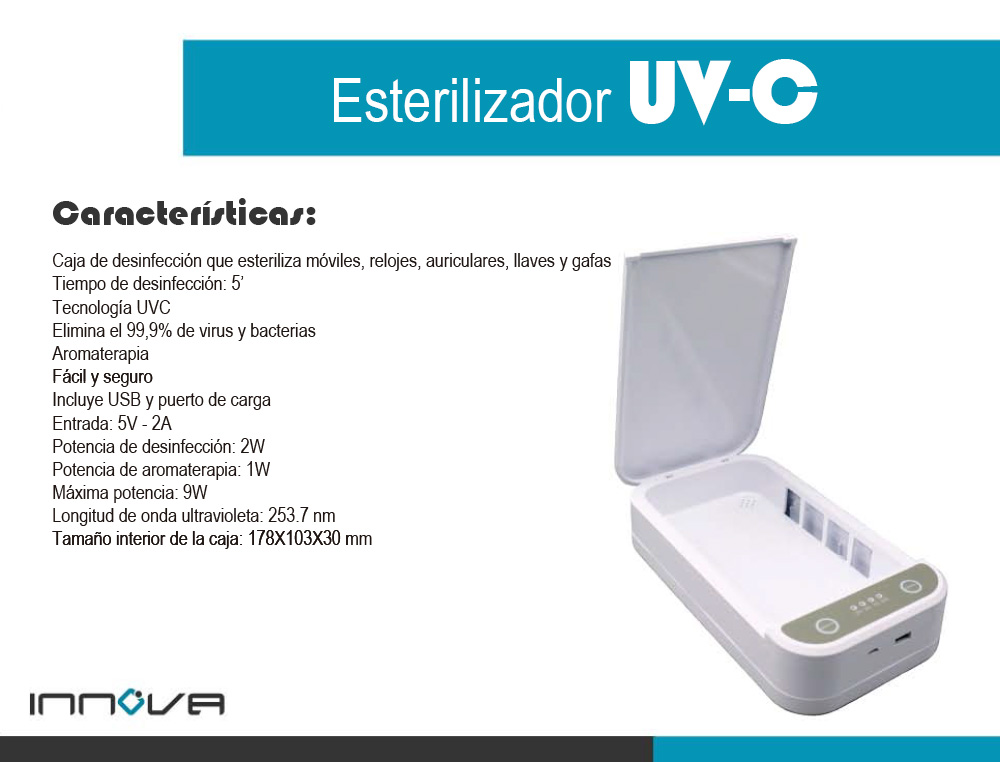 Esterilizador sobremesa innova para moviles relojes llaves moviles relojes llaves medidas 178x103x30mm (Ref. ESTERILIZADOR-1)