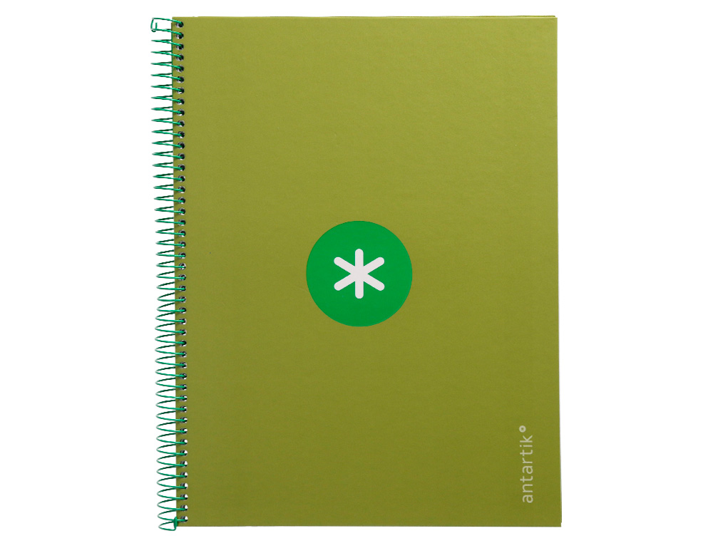 ANTARTIK - Cuaderno espiral liderpapel A4 micro tapa forrada 80h 90 gr cuadro 5mm 1 banda 4 taladros verde (Ref. KB22)