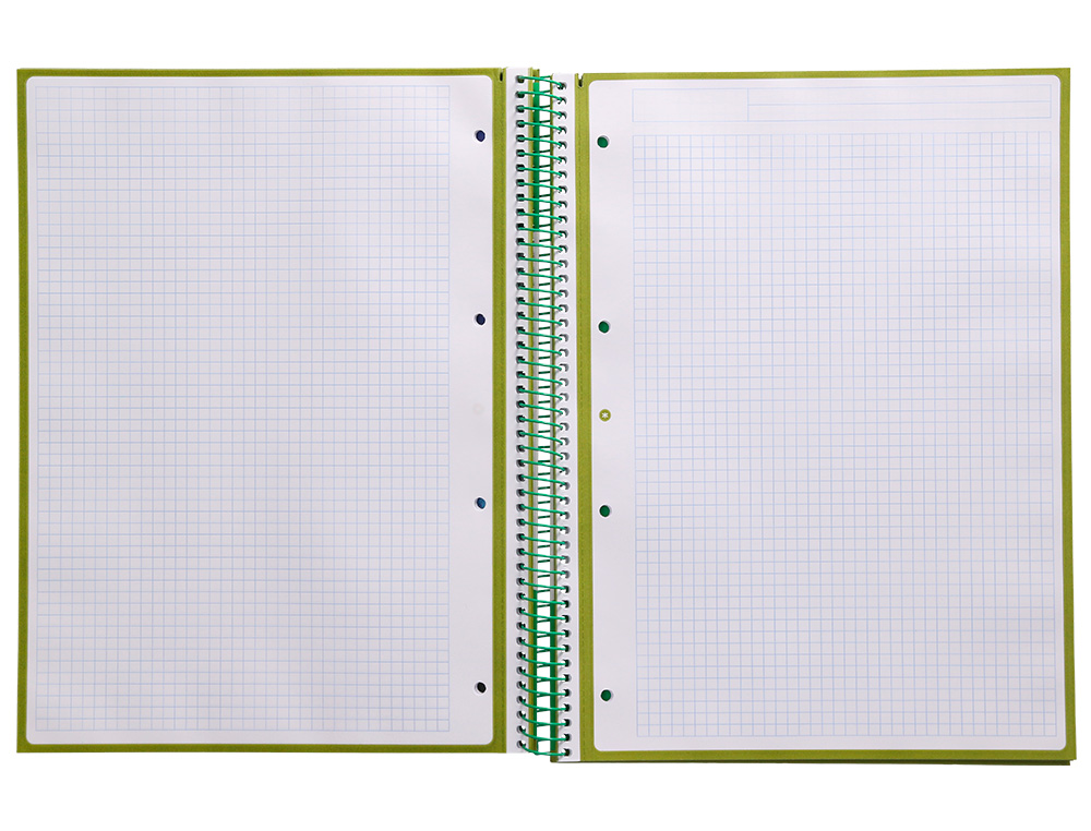 ANTARTIK - Cuaderno espiral liderpapel A4 micro tapa forrada 80h 90 gr cuadro 5mm 1 banda 4 taladros verde (Ref. KB22)