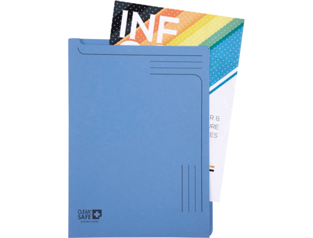 EXACOMPTA - Carpeta dossier uñero clean safe cartulina 400 gr din A4 azul paquete de 5 unidades (Ref. 48122E)